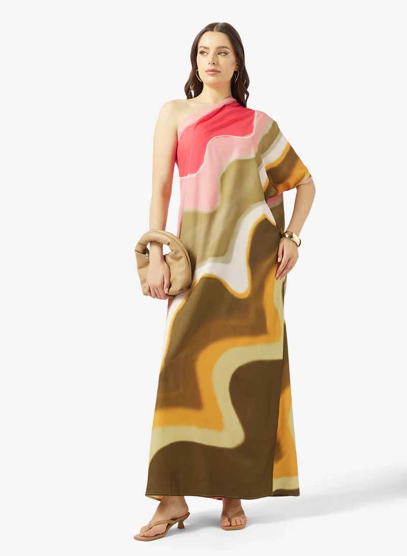 Ginger  One Shoulder Printed Resort Dress for Women | Best Price UAE